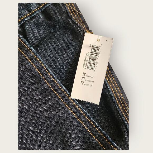 Old Navy Painter Darkwash Straight Leg boys Utility Jeans Size 12 Regular NWT - Picture 5 of 9